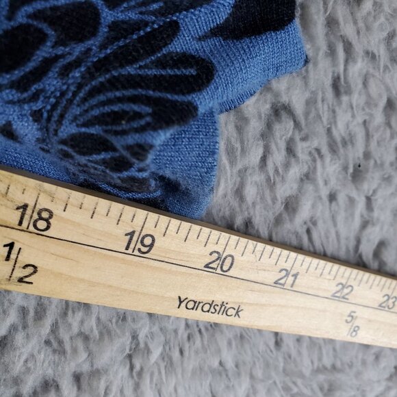 Dressbarn Top Womens XXL Blue Floral Print Long-Sleeve V-Neck Lightweight - Picture 6 of 9